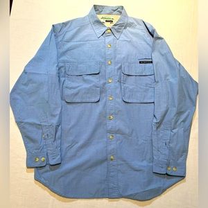 Exofficio Buzz Off Insect Shield Shirt LS Size Large Oxford Blue Vented EUC